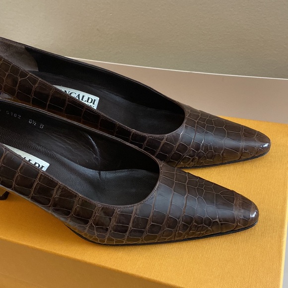CROCO Pancaldi. Made in Italy. Kitten heel pumps. A classic WORN. Genuine croco - Picture 3 of 15